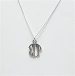Circle Drop Pendant w/ Chain -SGRho -Sterling Silver