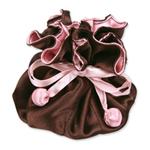 Brown & Pink Satin Jewelry Pouch-9 Compartment