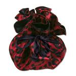 Red & Black Leopard Satin Jewelry Pouch-9 Compartment