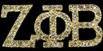 Zeta Phi Beta Gold Toned Jeweled Crystal Pin- (3/4 inch Tall)