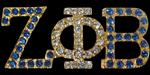 Zeta Phi Beta Gold Toned Royal Blue & White Crystal Pin- (3/4 inch Tall)