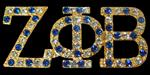 Zeta Phi Beta Gold Toned Royal Blue & White Crystal Variegated Pin- (3/4 inch Tall)