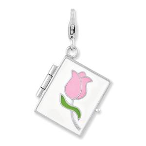 Sterling Silver Journal w/Pink Rose Lobster Clasp
