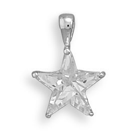 Sterling Silver Star CZ Pendant w/ Chain