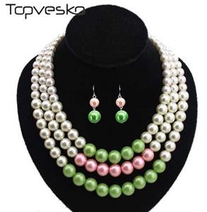 Sorority Pearl Multi Strand Necklace and Earring Set