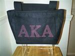 AKA Black Insulated Lunch Tote with Pink Rhinestuds