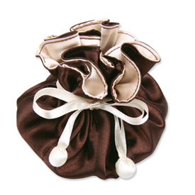 Brown & Ivory Satin Jewelry Pouch-9 Compartment