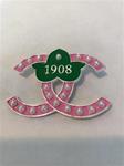 Pink & Green 1908 20 Pearls Pin