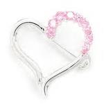 Silver Heart Pin w/Pink CZ's